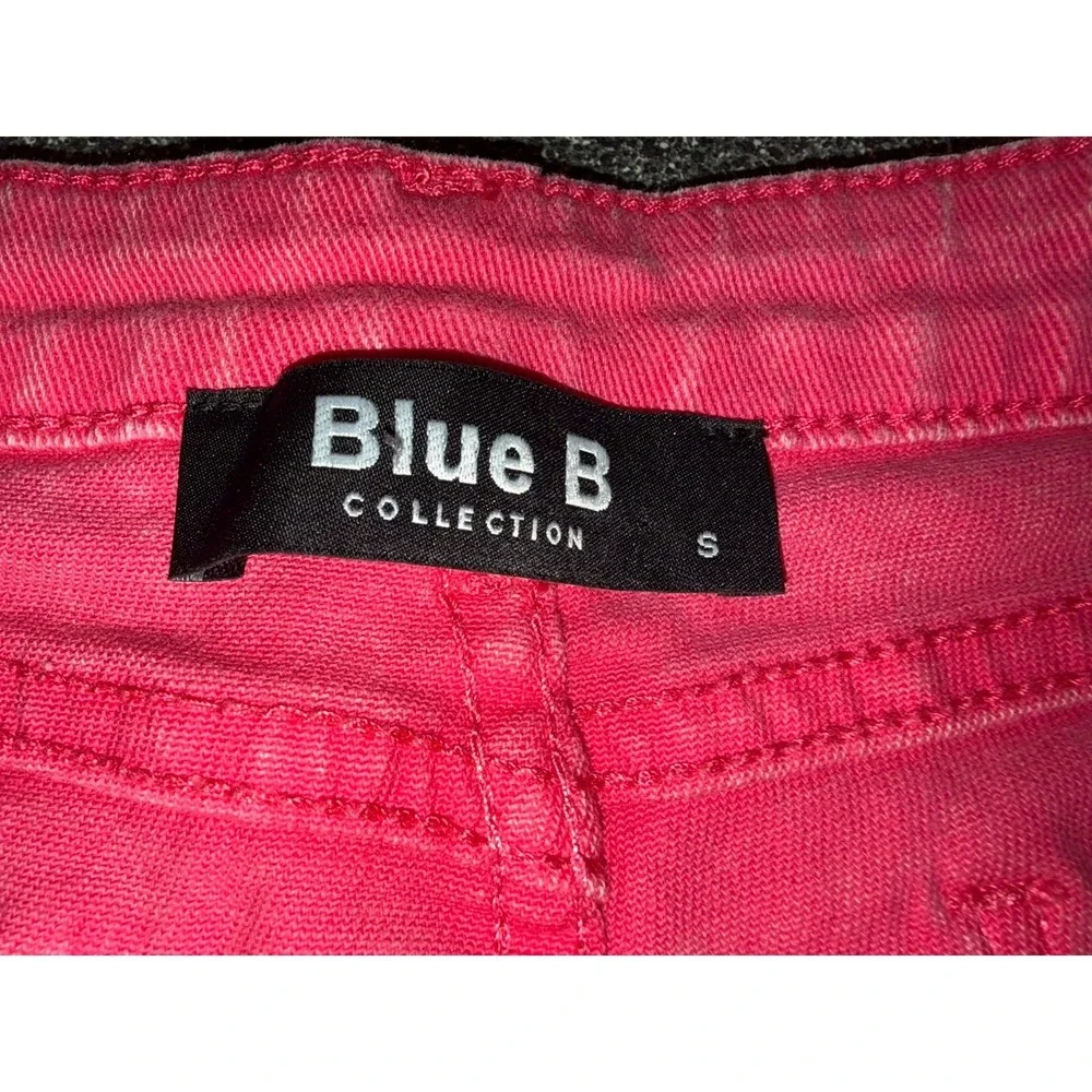 Ladies Blue B Collection Pink Denim Rhinestone Accent Pockets Bell Bottom Size S